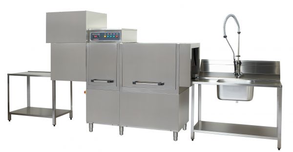 Tunnel Conveyor Dishwasher with Accessories for Various Sizes